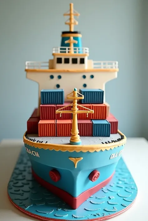 SHIP CAKE  WITH CMA CGM CONTIANER BOX