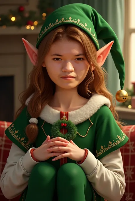 make this girl look like a chrismas elf but still recognizable normally