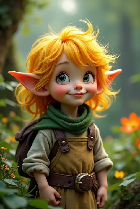 A gnome with blond hair 