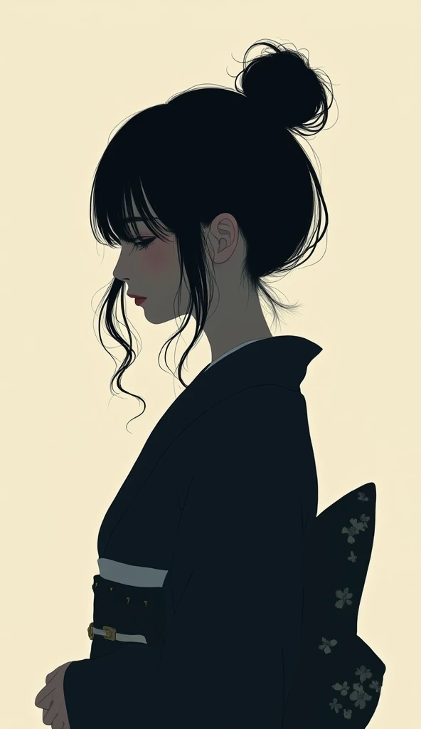  Japanese girl　Its like I cant see my face properly　silhouette style　 icon
