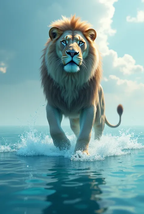 Make image of lion from cristal water 