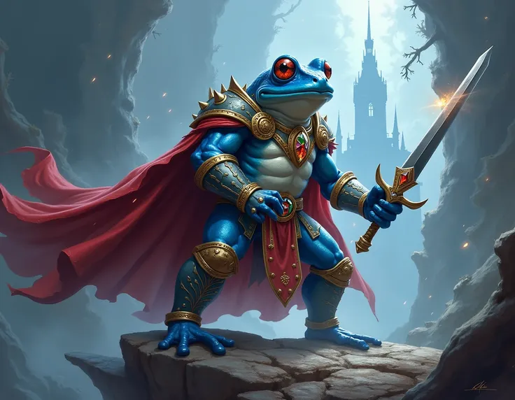 a king of blue frog fighting for honor