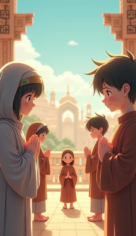 the five daily prayers
(Anime, cartoon, light effect, lighting is smooth, in 3d animation)