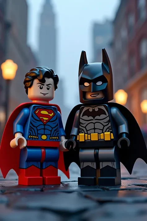  Superman and Batman in lego art , Evening