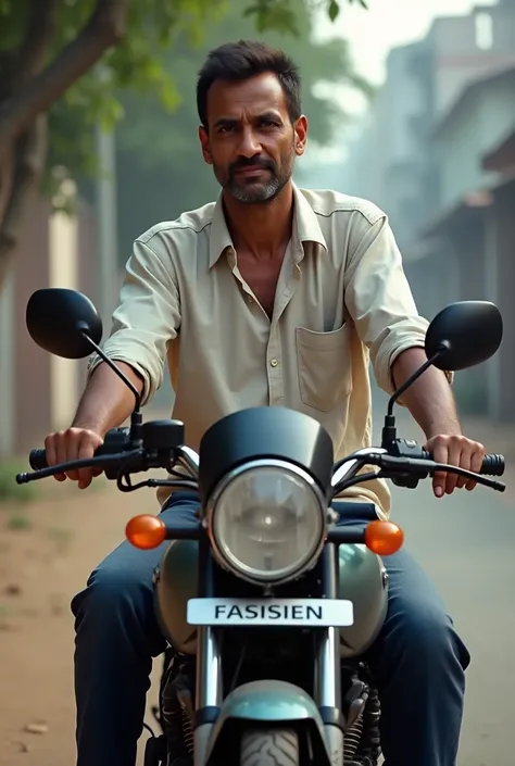 A bangladeshi men seating on a bike, clear face,ultra hd,realistic image