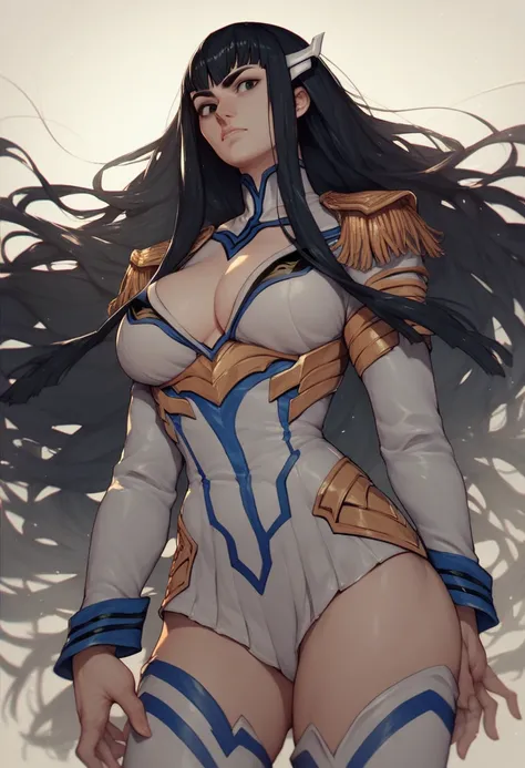 kiryuin_satsuki, black hair, long hair, large breasts, black eyes,
