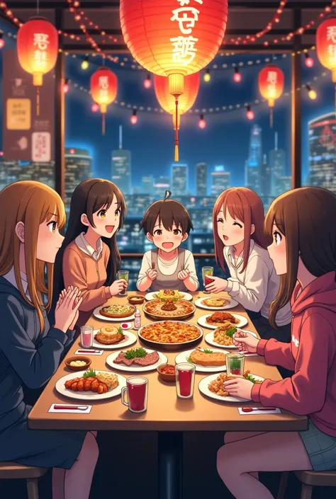 Meals with friends
Bustling
Year-end party
anime
