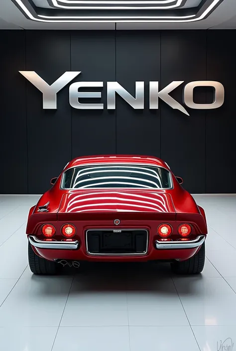 A captivating image of a sleek design 1970 Yenko Camaro model , taking center stage in a luxurious white showroom. The vibrant “Gery ” exterior gleams, accentuating the cars sleek, aerodynamic design and striking accents. The name "( Yenko Camaro)" is prom...