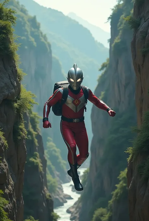 Ultraman who was carrying a bag to school and fell into a ravine 