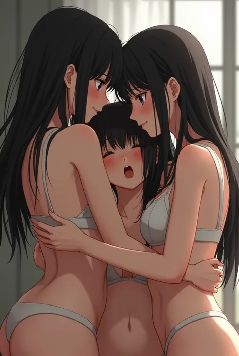 
 Japanese、Four Girls,  high definition ,Lori、Small breasts、straight long black hair、Transparent Lingerie、 hug each other、 face down 


