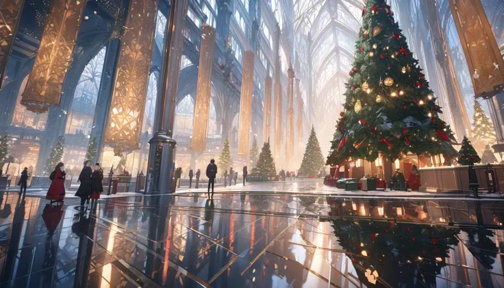 ((full shot)), Christmas tree, scene  , wonderful,  detailed , masterpiece,  super detailed,  high definition 