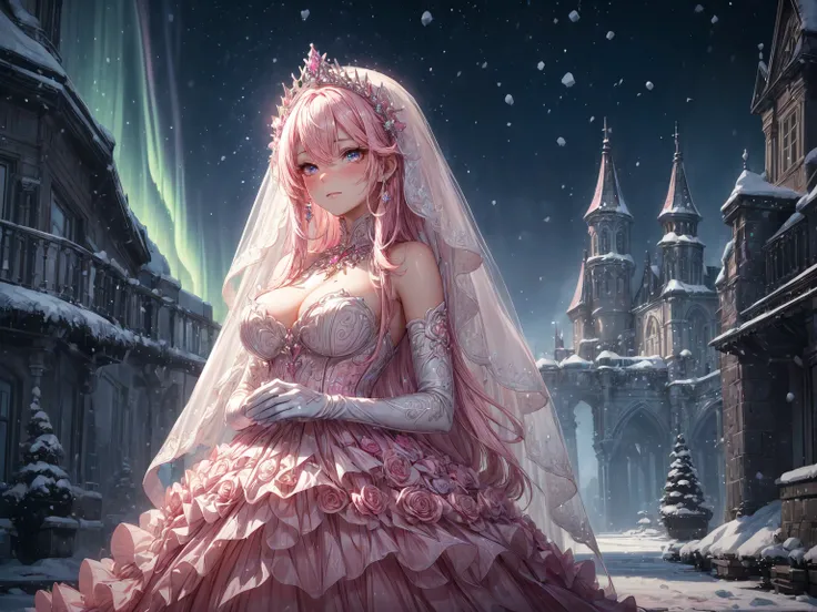 (anime girl, solo focus:1.5), beautiful gorgeous captivating cute adorable princess, (nose blush, blushing:1.5), (pink eyes:1.5) , (((hyper detail delicate beautiful pink eyes , big pink eyes, clear pink eyes, extremely detailed))), (soft thin lines:1.2, b...