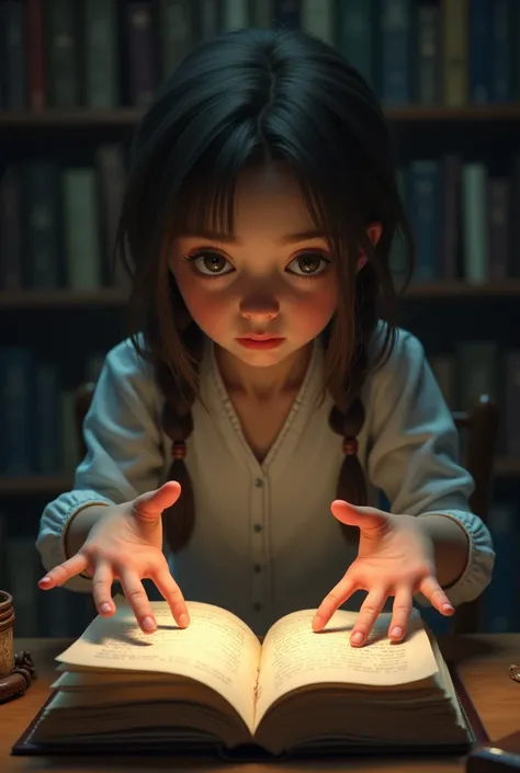 .
Focus on the girl’s hesitant hands reaching for the book