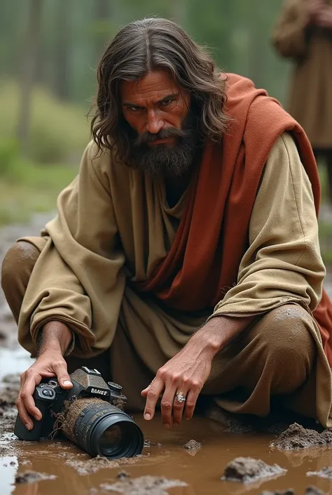 jesus droped camera in mud, dirty face, dirty camera, help camera