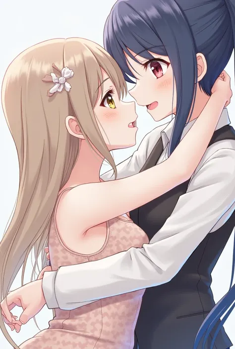 日本people、 girl、２people、Small breasts、Lori、 stare at each other、 hug each other、 blush, Straight long hair ,  open her mouth , chest,  twin tails, 最高quality,  high definition , 最高quality, masterpiece, quality,  HD Model, 高quality,  textured skin ,  Ultra Hi...