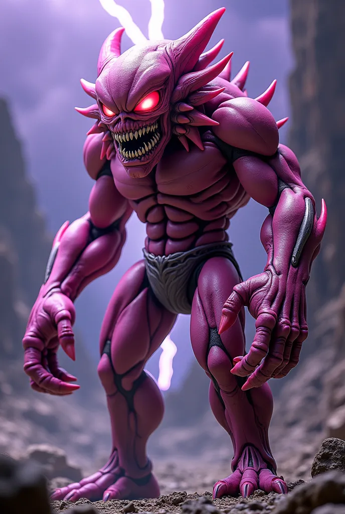 ((masterpiece)) ((photography)) ((highest quality)) a terrifying fusion of buu from dragon ball z and a xenomorph, blending buu’...