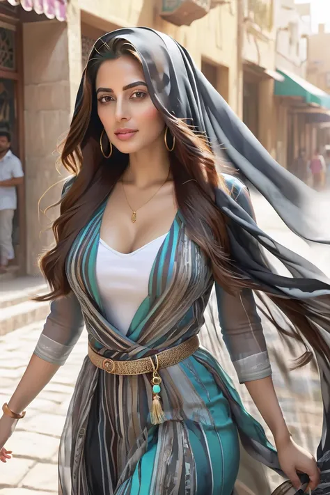  Arab woman with long hair ,  fresh digital art 4k ,  fresh digital art 4k ,  gentle portrait shooting 8K ,  photo realistic beautiful art style,  photo fresh pretty face ,  cinematic fresh portrait ,  exquisite digital art ,  fresh digital art face ， real...