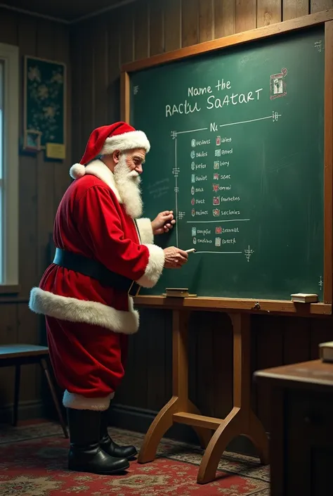 Santa Claus . Writing on a blackboard. luca