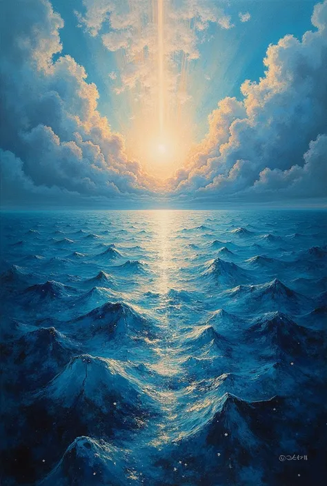 A unique and mysterious painting art created by the refraction of light on the sea surface, BREAK masterpiece, best quality, very aesthetic, absurdres,  very aesthetic