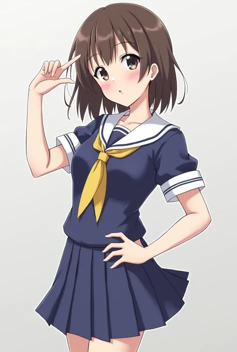 arafed image of a woman in a school uniform posing for a picture, an album cover inspired by Tsubasa Nakai, Popular on the CG Society , What is it?？,  Japanese school uniform , Japanese school girl uniform, wearing  Japanese school uniform , Female student...