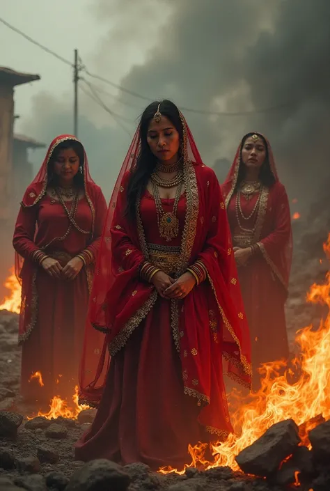 NEPALSE WOMEN IN BRIDAL ATTIRE BURNING IN THE CASE OF DOWRY SYSTEM.