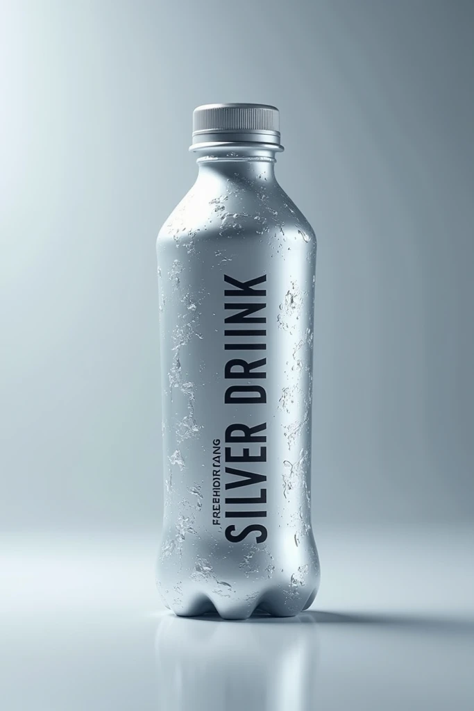 Im going to create a sports drink bottle label for my company My insipriton is. PepsiCo. My Brand name is "SILVER DRINK" background color on silver. Please create my label with 3d mockup 