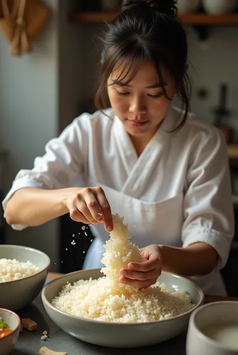 Make a cooking intruduction: 1 wash the rice 2. Measure rice and water 3. Soak the rice