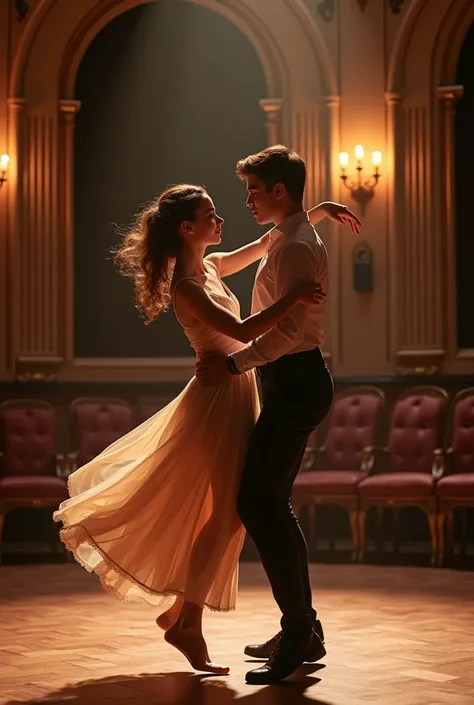 You want me to provide a prompt for a beautiful home theatre dance performance by a girl and a boy. Here it is:

"Create a mesmerizing dance performance to a romantic song, showcasing a beautiful girl and boy dancing together in perfect harmony, with elega...