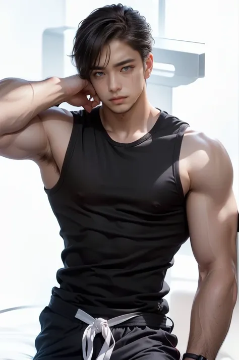 handsome men, adult male model, korea face, high resolution 8k, ultra detailed, hdr, hd face, eyes details, face detail, muscle realistic, black eyebrows, black eyelashes, perfect face, real skin texture, hand details, finger details, Real and complete han...