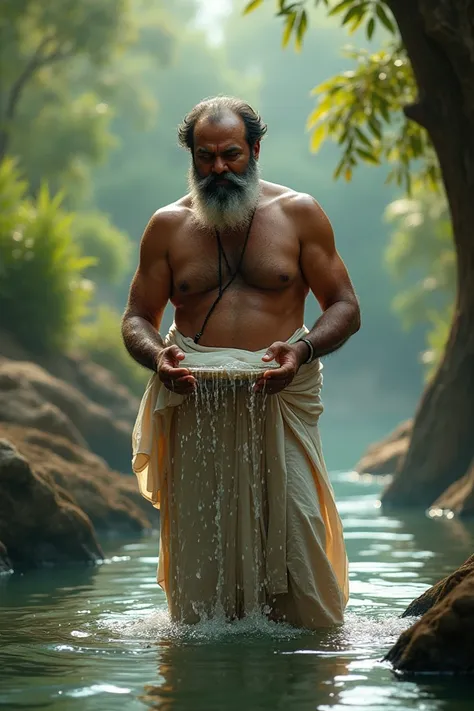 Mohanlal bathing