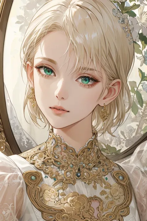 (extreamly delicate and beautiful:1.2), 8K,(masterpiece:1.0),(best_quality:1.0), 1 girl, and intricate detailing, Enlarged textures, and intricate detailing, finely eye and detailed face, and intricate detailing, shiraga, platinum blonde short hair, (close...