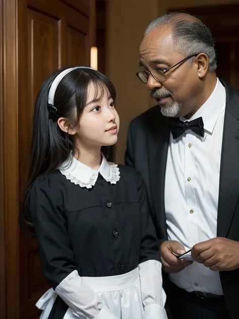 Maid girl with old black man, sweet