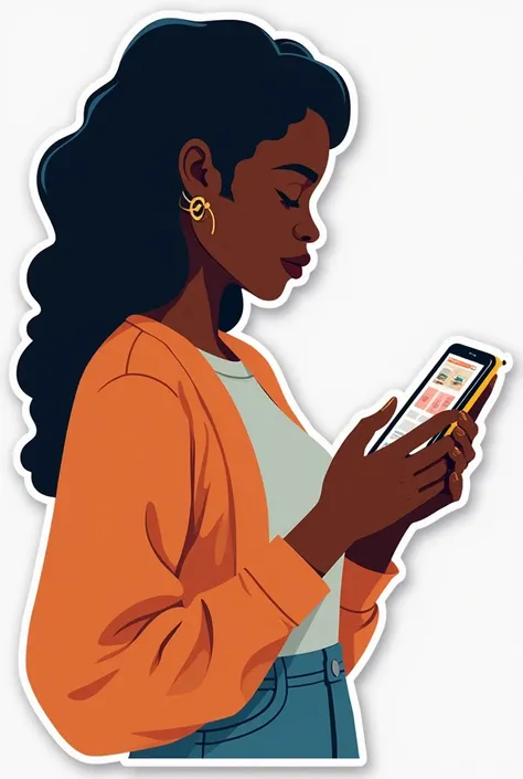  sticker of black female Hands online shopping from the side