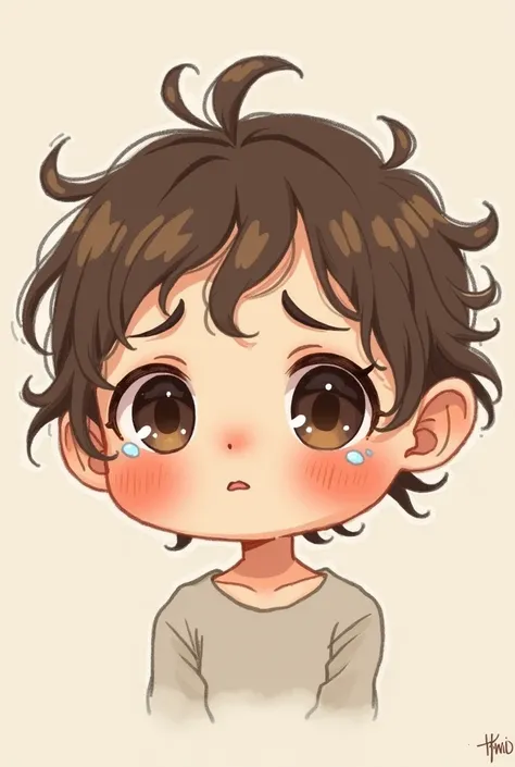 Present a crying s face in a cute drawing 