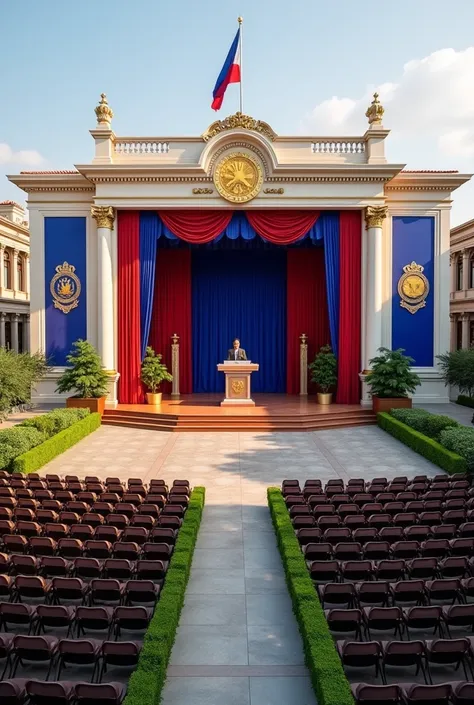 please make a simple concept / stage design for rizal day / state of the mayor’s address to be held at the municipal plaza