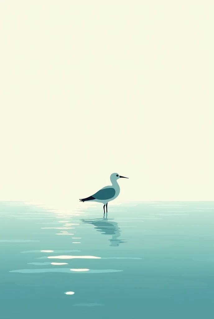 simple vector bird in sea with background white light