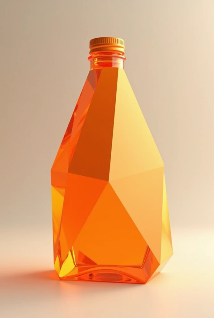 Prism-shaped plastic orange bottle