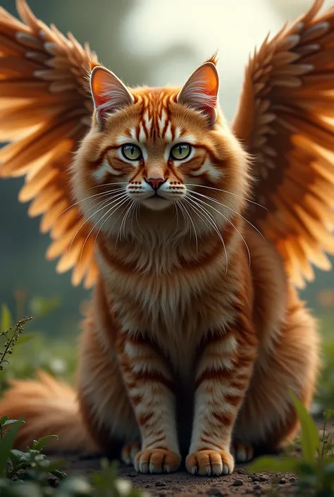 Wings for brown  maine coon cat in realistic condition 