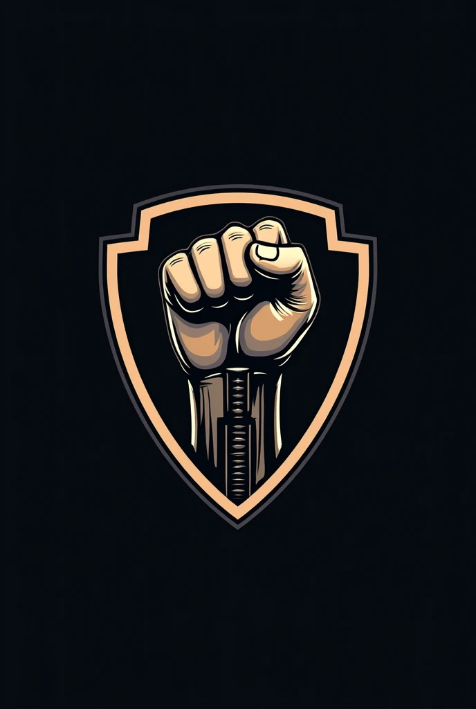 Generate a fierce logo that represents a fist with a police cane 