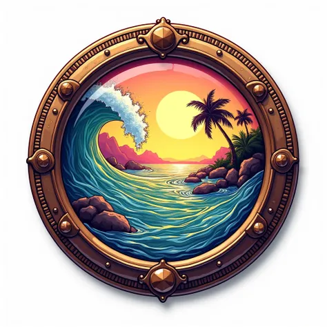 retro steampunk website button which reads "Lifestyle PATONG"  beach vibe artwork, liquid, in illustration style digital, extremely high quality artwork, estilo de arte impressionante, arte do Adobe Illustrator, visionary art style, psychedelic , estilo de...