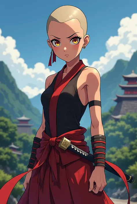 anime, human girl, samurai, hairless, hận thù