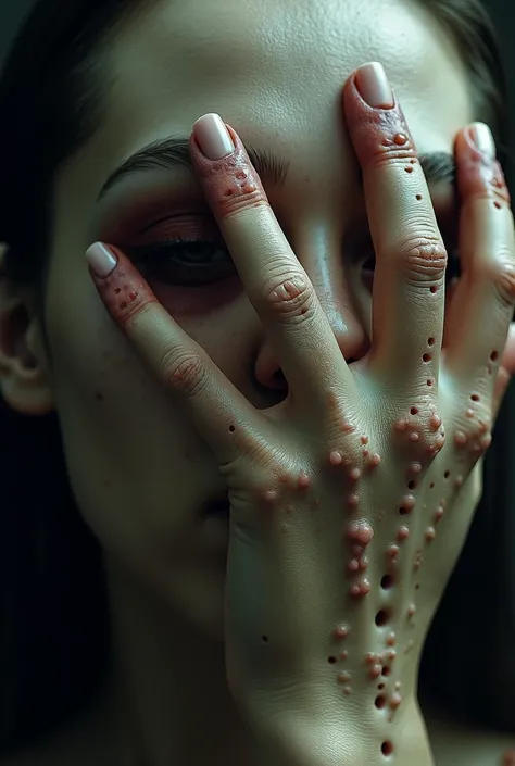 I want an image of trypophobia on the hand and on the face 