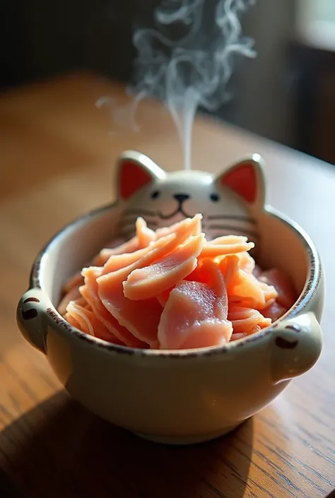 Shredded tuna fillet steamed in a cat bowl