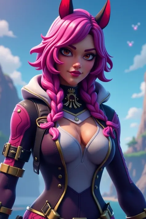 Le skin Hope (fortnite skin feminin ) en gardant ses couleurs ,son style ,sa coiffure  dabs le theme Arcane (serie de League of Legends )