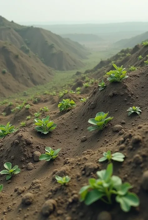 a landfill that has reached its maximum capacity and is compacted with 2 meters of clay and seedlings are planted