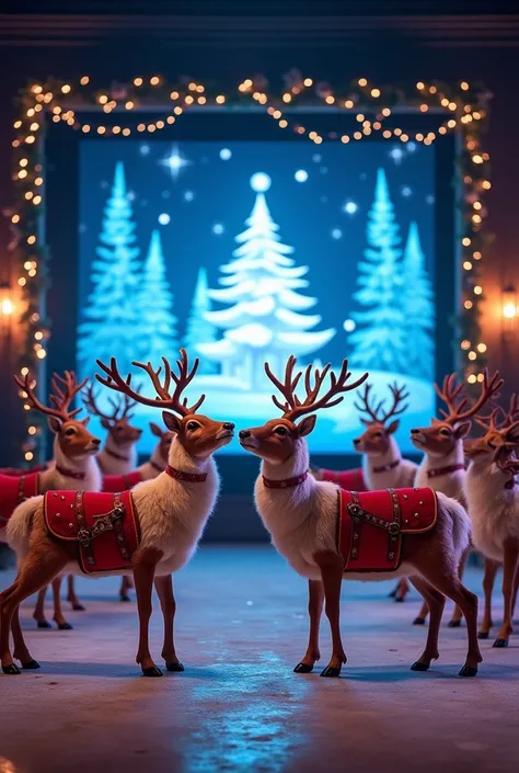 Santa Clauss reindeer giving a multimedia presentation 