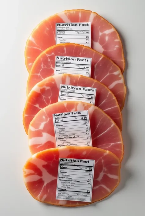 Label ham slices with nutritional chart




