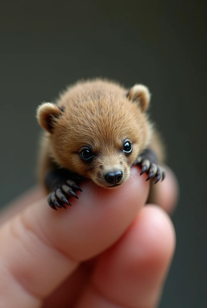 The worlds smallest grizzly baby , Landed on someone&#39;s finger,  is unquestionably adorable and charming. The photos are very realistic、 accurately captures the subtle characteristics of miniature grizzlies.