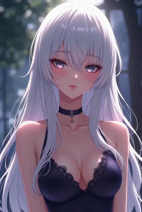 Adult anime girl white hair and hot