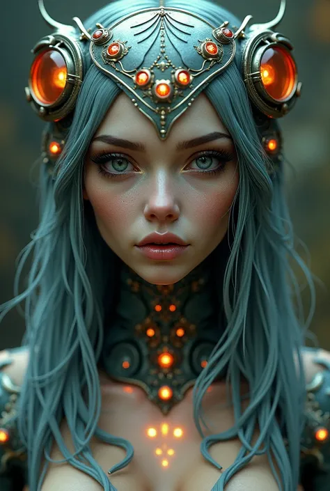 The goddess, Fortuna, eyes open, head to breast, silicone cybernetics. High Resolution, Masterpiece, Award Winning, Best Quality, High Details, High Quality, UHD, Optical Illusion, Impressionism, Art Deco, Cinematic, Cinematography, Futurism, Hyperrealism,...